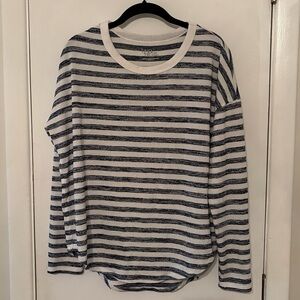Time and Tru Navy and White Striped Top